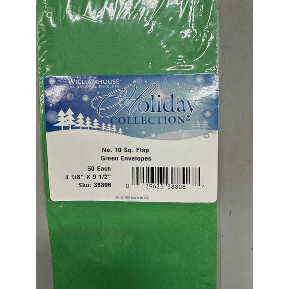 Holiday Collection No. 10 Square Flap Green Envelopes 50 Pack Williamhouse READ - Picture 2 of 4